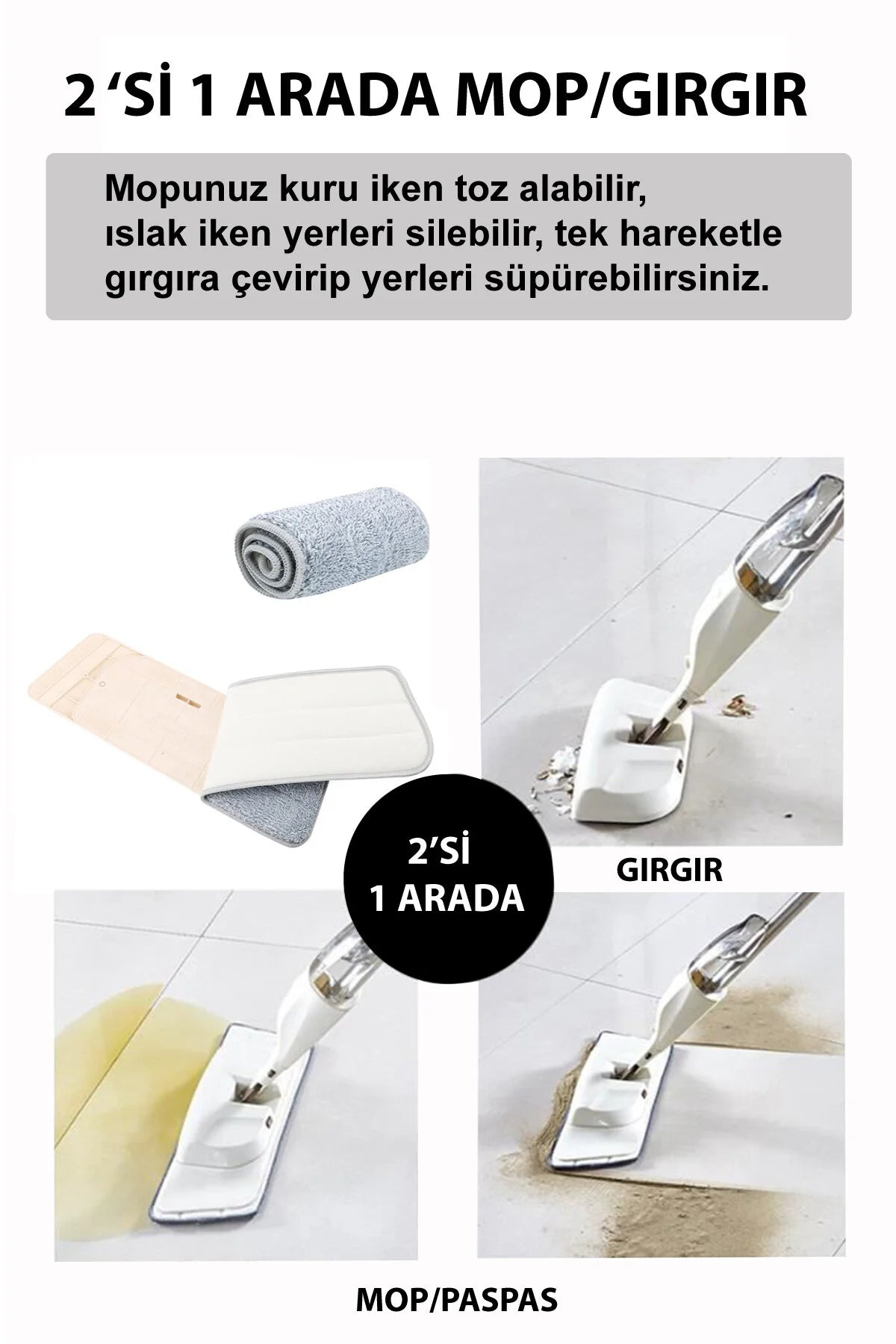 Su Püskürtmeli Sprey Mop Ve Süpürge