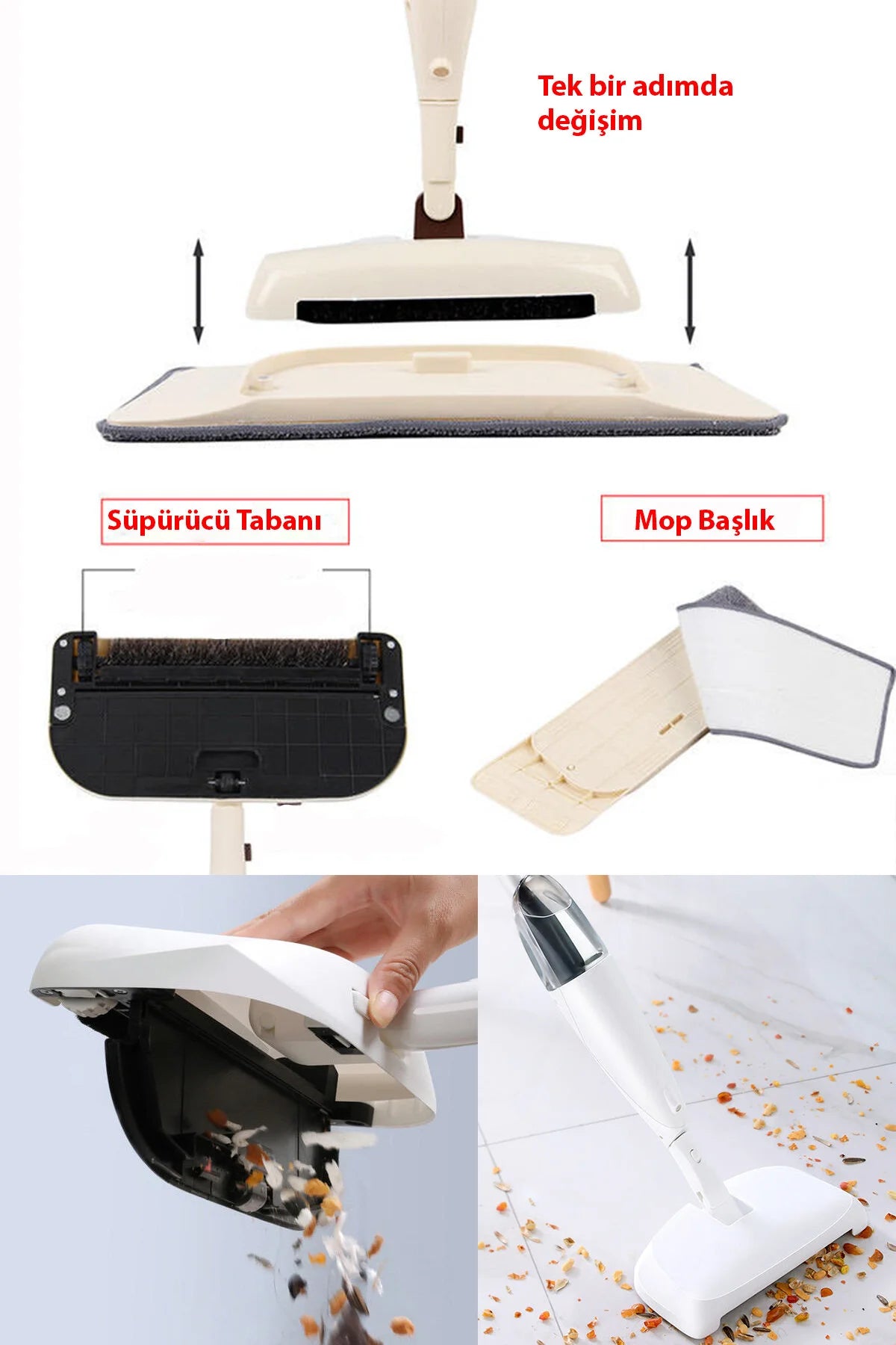 Su Püskürtmeli Sprey Mop Ve Süpürge